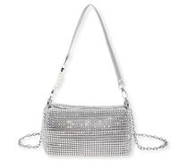 FeiOne Donna Borsa da Sera Argento Glitter Borsa da Sposa Borsa da Sera Borsa a Tracolla, Argento