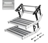 Feiphla Lega di Alluminio per Campeggio, Camper, 1 Gradino, Pieghevole, con Passo con Cerniera Manuale, Pieghevole, capacità di Carico 200 kg, per Camper, Rimorchi, Camion 2Step-Automatic(LED)