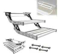 Feiphla Lega di Alluminio per Campeggio, Camper, 1 Gradino, Pieghevole, con Passo con Cerniera Manuale, Pieghevole, capacità di Carico 200 kg, per Camper, Rimorchi, Camion 2Step-Manual(LED)