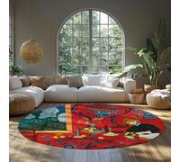 FEIPUHOME Art Agriturismo Tappeto Rotondo Armonia in Rosso Famoso Pittura Stampe Soggiorno Camera Da Letto Tappeto Sottile Patio Cortile Zerbino A Pile Basso Accogliente 160x160cm