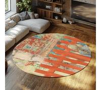 FEIPUHOME Art Bambini Vintage Tappeto Rotondo La Recinzione Famosa Stampa Pittura Antiscivolo Gomma Di Sostegno Tappetini Di Fronte Camino Fattoria Tappeto 80x80cm