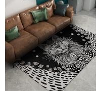 FEIPUHOME Art Bianco e nero Misterioso accento tappeti gatti tigri leoni stampe animali lavabile antiscivolo ingresso zerbino sala giochi per adolescenti dormitorio 120x180cm