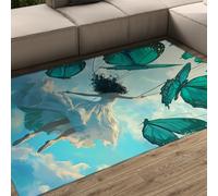 FEIPUHOME Art Butterfly Dreams Tappeti estetici Girl in the Sky Pattern Tappeto per soggiorno Camera da letto Sala studio Sala da pranzo Foyer Lavabile Antiscivolo 100x150cm