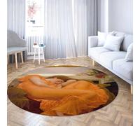 FEIPUHOME Art Classicismo Estetica Tappeto rotondo Fiammante giugno Famoso Pittura Stampa Tappeto per Studio Ufficio Decorazione Sala conferenze Pile basso Antiscivolo 200x200cm