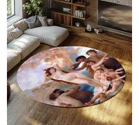 FEIPUHOME Art Classicismo Estetica Tappeto rotondo La nascita di Venere Famosa stampa di pittura per camera divano soggiorno tappetino camera da letto pelo basso 160x160cm