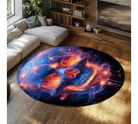 FEIPUHOME Art Decorazioni estetiche di halloween Tappeti rotondi galassia mistica teschi onirici moquette a pelo corto antiscivolo per l'ufficio a casa di fronte al divano 160x160cm