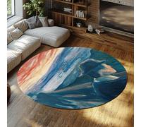 FEIPUHOME Art Espressionismo Arte astratta Tappeti rotondi umore malato al tramonto. Disperazione Famosa Pittura Stampa Tappeto Interno/Esterno Grande Ingresso Lavabile 160x160cm