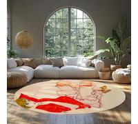 FEIPUHOME Art Espressionismo Tappeti rotondi con Wally in una camicetta rossa con le ginocchia sollevate Famoso Pittura Stampa Tappeto Interno per Soggiorno Lavabile 120x120cm