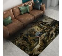 FEIPUHOME Art Metà del secolo retrò tappeto Liberty che guida le persone famose stampe di pittura tappeto lavabile antiscivolo ingresso per la camera della hall della fattoria 120x150cm