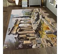 FEIPUHOME Art metà secolo retrò tappeto rovine greche design antiscivolo per soggiorno camera da letto sala studio home office decor lavabile in lavatrice pelo basso 180x200cm