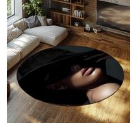 FEIPUHOME Art Moda Fotografia Arte Tappeto Rotondo Ritratti Moderni di Donne Design Pavimenti Tappeti Soggiorno Camera Da Letto Appartamento Lavabile A Pile Basso 80x80cm