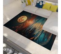 FEIPUHOME Art Moonlit Ocean Scene Tappeti Morbido Tappeto Antiscivolo a pelo basso per soggiorno Camera da letto Appartamento Dormitorio Sala da gioco Lavabile in lavatrice 60x120cm