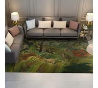 FEIPUHOME Art Naturale Giungla Surrealismo Tappeto Tigre In Una Tempesta Tropicale Famosa Pittura Stampe Tappeto per Camera Da Letto Home Office A pelo Basso Antiscivolo 180x280cm