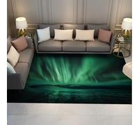 FEIPUHOME Art Paesaggi Aurora Onirici e Misteriosi Tappeti Agriturismo Lavabile Sottile Tappeto A Veli Bassi per Ingresso Sala Conferenze Cucina Verde 180x230cm