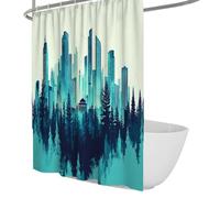 FEIPUHOME Art Pennellate contemporanee tende da doccia Città e foresta Modello Tende da bagno Arte astratta Arredo bagno Impermeabile Lavabile 200 x 240 cm