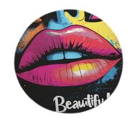 FEIPUHOME Art Pop Graffiti Labbra Colorate Design Tappeti Rotondi Lavabile Tappeto A Velo Basso Salotto Appartamento Sala Studio Camera Da Letto Camera Da Letto Soggiorno Sotto Il Tavolo 160x160cm