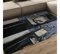 FEIPUHOME Art Retro Tappeto Astratto Pesce Rosso e Tavolozza Famosa Pittura Stampe Morbido Comodo Tappeto Sottile per Ufficio Soggiorno Antiscivolo Pile Basso 160x200cm