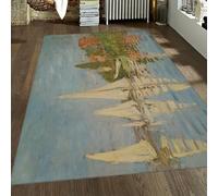 FEIPUHOME Art Spiaggia Paesaggio Tappeto Soggiorno Camera da letto Tappetino Regata ad Argenteuil Stampe di pittura famose Tappeto antiscivolo per interni ed esterni a pelo corto 180x240cm