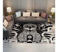 FEIPUHOME Art Stile bianco e nero lavabile antiscivolo accogliente tappeto misterioso carino gatto stampe tappeti per la cameretta dell'asilo nido appartamento dormitorio pelo basso 60x90cm