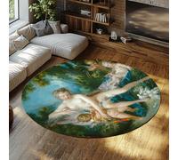 FEIPUHOME Art Stile Rococò Morbidi Tappeti Rotondi Lavabili Venere Consolando l'Amore Famoso Dipinto Stampa Tappeto per Soggiorno Camera Da Letto Lounge Antiscivolo Pile Basso 120x120cm