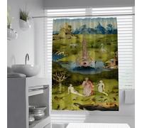 FEIPUHOME Art Surrealismo stalla tende da doccia il giardino delle delizie terrene famosa pittura stampa tende da bagno per l'arredamento del bagno chic lavabile 120 x 200 cm