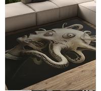 FEIPUHOME Art Surrealismo Tappeti Contemporanei Horror Weird Man Pattern Low Pile Soft Mat per il soggiorno Camera degli ospiti Sala da tè Portico Tappeto antiscivolo 80x120cm