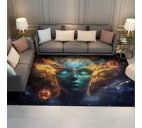 FEIPUHOME Art Surrealismo Tappeto d'Arte Psichedelica Tappeto Meditazione Cosmica per Dormitorio Appartamento Home Office Decor Pile Basso Lavabile Multicolore 180x240cm