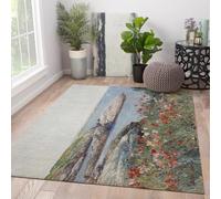 FEIPUHOME Art Tappeti da spiaggia costieri Campi di fiori rossi, Isole di secche Famosa pittura Stampa Tappeto per soggiorno Camera da letto Ufficio Cucina pieghevole 160x200cm