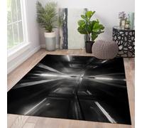 FEIPUHOME Art Tappeti di design leggeri e ombreggiati in bianco e nero Silhouette di persona in tappeto con motivo a tunnel per camera letto sala pranzo sotto il tavolo lavabile 140x200cm
