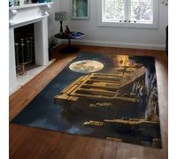 FEIPUHOME Art Tappeti di lusso retrò Chiaro di luna Antiche rovine di Roma Modello Tappeto per porta d'ingresso Decorazione domestica interna Lavabile in lavatrice a pelo basso 120x180cm