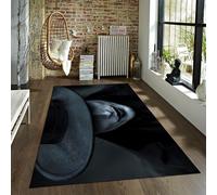 FEIPUHOME Art Tappeti estetici scuri Misteriosa figura sconosciuta con cappello nero Tappeti per la camera da letto che vive davanti al camino a pelo basso 180x240cm