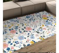 FEIPUHOME Art Tappeti lavabili in stile country boho fiori dai colori vivaci moquette antiscivolo a pelo corto per soggiorno camera da letto appartamento da pranzo interno esterno 100x120cm