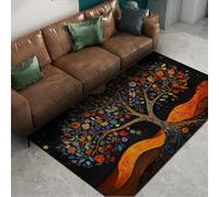 FEIPUHOME Art Tappeti mistici in stile orientale albero della vita e fiori di luna foglie tappeto a pelo corto per soggiorno lavanderia cucina lavabile 160x200cm