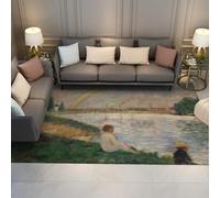 FEIPUHOME Art Tappeti per paesaggi lungo il fiume l'arcobaleno stampe di pittura famose grande tappeto da comodino morbido pelo basso per l'home office soggiorno lavabile 90x150cm