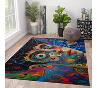 FEIPUHOME Art Tappeti Surrealismo Tappeto colorato Graffiti pavimento con stile fantasia ragazzo ritratto per aree ad alto traffico in ingresso soggiorno 120x150cm