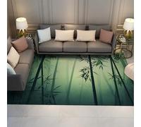 FEIPUHOME Art Tappeto a tema natura Nebbia della foresta di bambù Lavabile Tappeti antiscivolo a pelo corto camera da letto Soggiorno Accogliente tappetino interni Verde 160x230cm