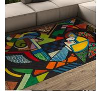 FEIPUHOME Art Tappeto estetico astratto colorato figlia in un rocker famoso dipinto stampa grande tappeto da comodino per la camera dei bambini 180x240cm
