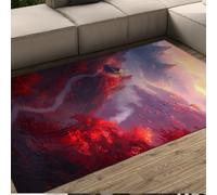 FEIPUHOME Art Tappeto estetico orientale per il paesaggio Acero rosso Alberi di montagna Sentiero di montagna Tappeto a pelo corto per il soggiorno Lavanderia Lavabile Antiscivolo 60x90cm