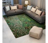 FEIPUHOME Art Tappeto floreale naturale del soggiorno Paesaggio del parco con la cima della montagna Famoso zerbino con stampa di pittura per corridoio esterno interno a pelo corto 90x150cm