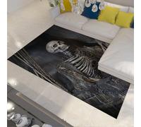FEIPUHOME Art Tappeto in stile gotico della metà del secolo per il soggiorno Vestiti a brandelli e scheletri Tappeto a pelo corto per il soggiorno sotto il tavolo antiscivolo 60x90cm
