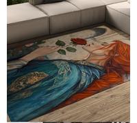 FEIPUHOME Art Tappeto lavabile retrò della metà del secolo Tappeto da donna che profuma di rose per soggiorno Camera da letto Sala da pranzo Ufficio a casa a pelo corto Facile da pulire 180x280cm