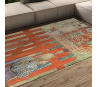 FEIPUHOME Art Tappeto per bambini vintage la recinzione famosa pittura stampa tappetino di supporto in gomma antiscivolo davanti al camino Tappeto della fattoria 160x230cm