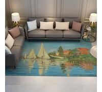FEIPUHOME Art Tappeto per paesaggi costieri La regata delle barche ad Argenteuil Famosa pittura Stampa Tappeti Supporto antiscivolo per soggiorno sala da pranzo a pelo corto 180x280cm