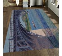 FEIPUHOME Art Tappeto scenico lungo il fiume Il ponte di Argenteuil e la Senna Stampe di dipinti famosi Tappeto antiscivolo a pelo corto per sala conferenze soggiorno 60x90cm