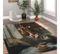 FEIPUHOME Art Tema Invernale Morbidi Tappeti Lavabili Giraffa Lettura Antiscivolo Tappeto A Velo Basso per Camera Da Letto Soggiorno Appartamento Sala Studio Nursery 60x90cm