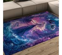 FEIPUHOME Art Tema Magico Morbido Grande Tappeto Lupo Aquila Oceano Bella Ragazza Modello Tappeti Interni per Camera Da Letto Sala Da Pranzo Sotto Il Tavolo Lavabile 80x150cm