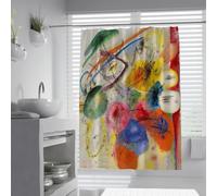 FEIPUHOME Art tende da doccia colorata retrò per l'arredamento del bagno chic Arte astratta Famosa pittura Stampa tende da bagno Set con ganci in poliestere 200 x 200 cm