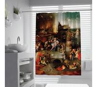 FEIPUHOME Art tende da doccia estetica della metà del secolo La tentazione di Sant'Antonio Famosa pittura Stampa Tende da bagno per l'arredamento del bagno lavabile 200 x 220 cm
