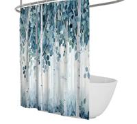 FEIPUHOME Art tende da doccia in stile nordico Tende da bagno nella foresta di eucalipto Set con ganci Arredamento per bagno contemporaneo Tessuto in poliestere impermeabile 90 x 180 cm