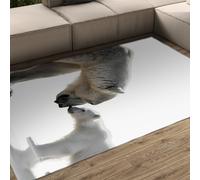 FEIPUHOME Art Tenerezza animale Tappeti a tema Orso polare Madre e cucciolo Modello di interazione affettuosa Tappeto Soggiorno Camera letto Decorazioni per la casa a pelo corto 140x180cm